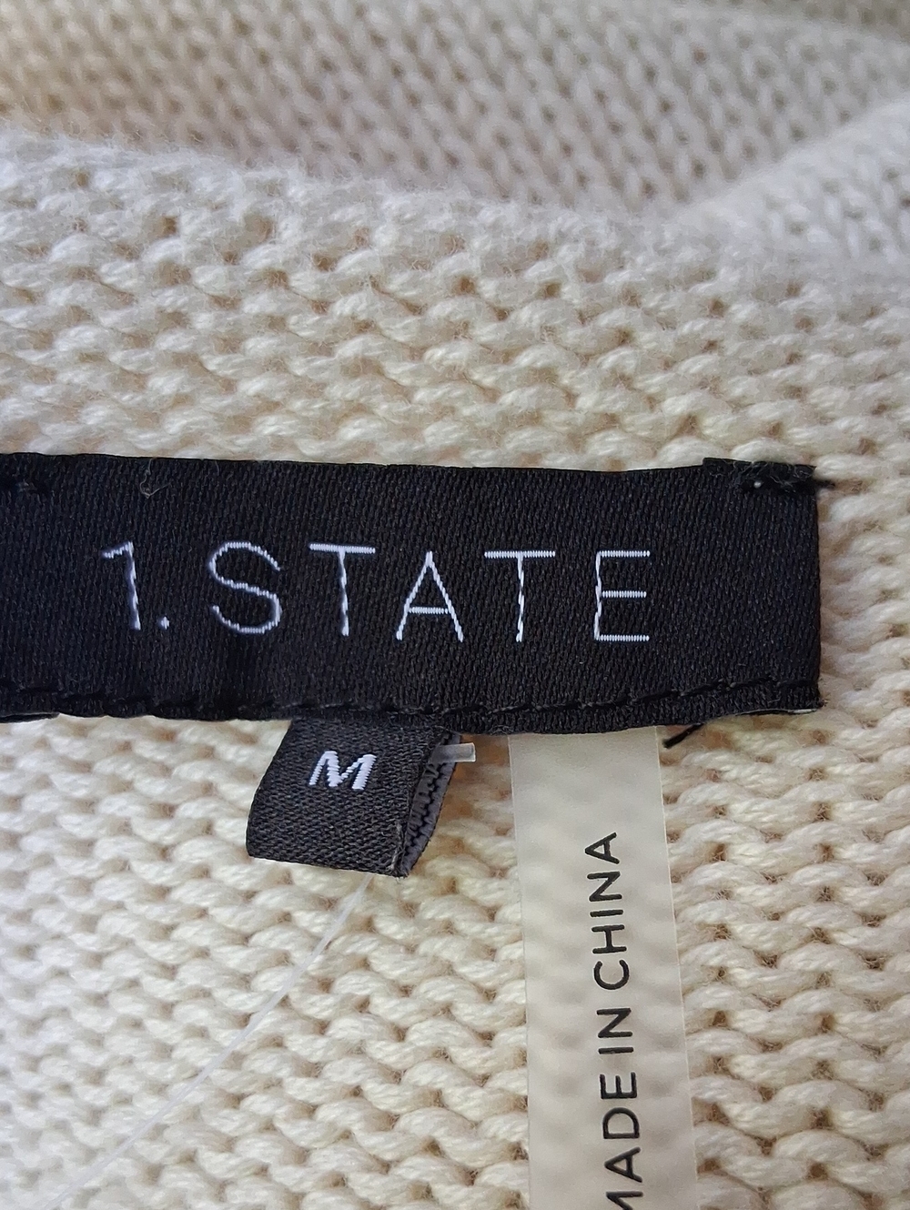 1. State Argyle Sweater Cream Knit M 100% Cotton - Picture 10 of 12